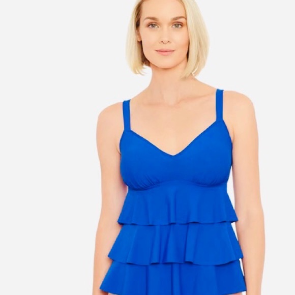 PENBROOKE Tankini Triple Tier Bust Support Adjust Straps Royal Blue NWT Sz 10 - Picture 8 of 10